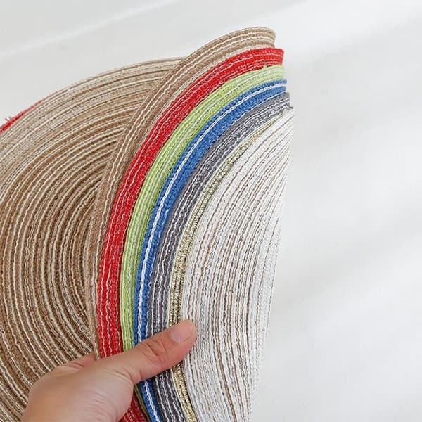 Runde plassmatter, farmhouse boho plassmatter, stoff plassmatte, rustikk brun