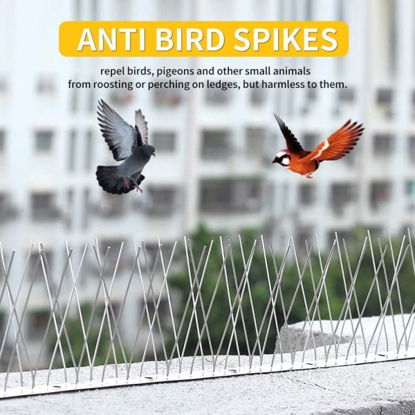 Fågelpiggar av premium rostfritt stål, starka och flexibla fågelpiggar för att hålla fåglar borta (33 cm).