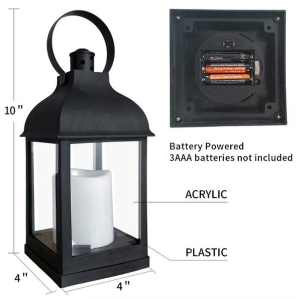 Retro lykta med LED-ljus, retrodesign och flammeffekt, inomhus IP20,