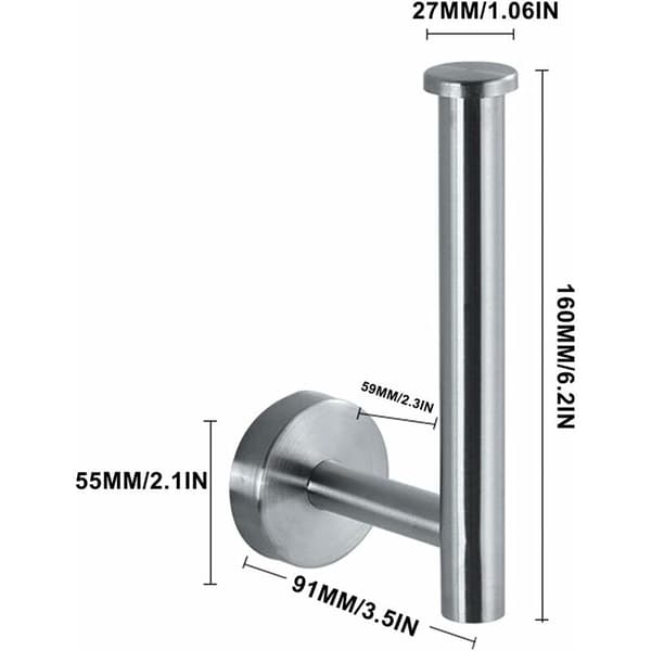 Toiletpapirholder i rustfrit stål 304 til badeværelset - Børstet 9,1x5,5x16 cm KLB