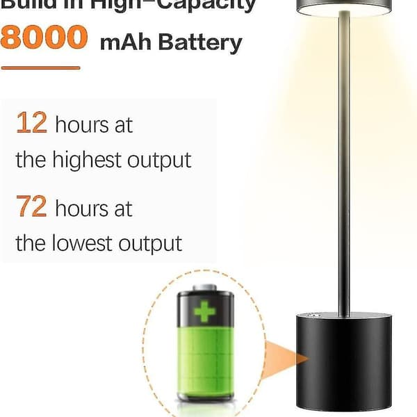 Trådløse bordlamper, Hapfish 8000mAh oppladbare LED-skrivebordslampe KLB