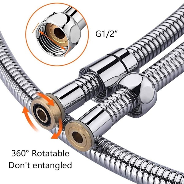 G851-20, universel bruseslange (G1/2 tommer, 2 m), anti-twist & anti-kink bruseslange