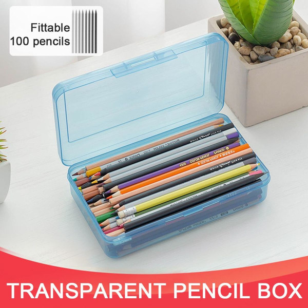 Pennlåda i färgad plast, pennaskar med stor kapacitet för blå KLB