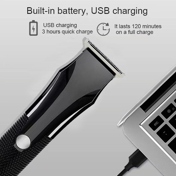 Professionell hårklippningskit för män - T-Liner sladdlös USB (svart) KLB