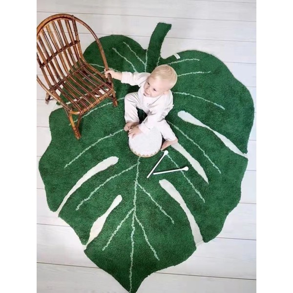 Skridsikker bladformet bademåtte Grøn 60x90 cm -