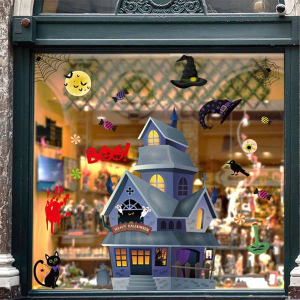 101 kpl Halloween-ikkuna-tarroja, kaksisivuiset irrotettavat Halloween-ikkuna-tarrat