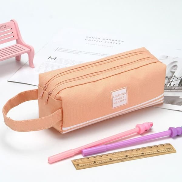 Blyantæske Stor Opbevaringspose Marker Pen Etui Plain Pink KLB
