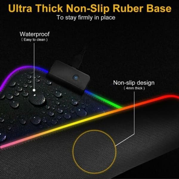 REAWUL RGB Gaming Musematte Stor - 7 LED-farger 14 Lysmoduser Gaming