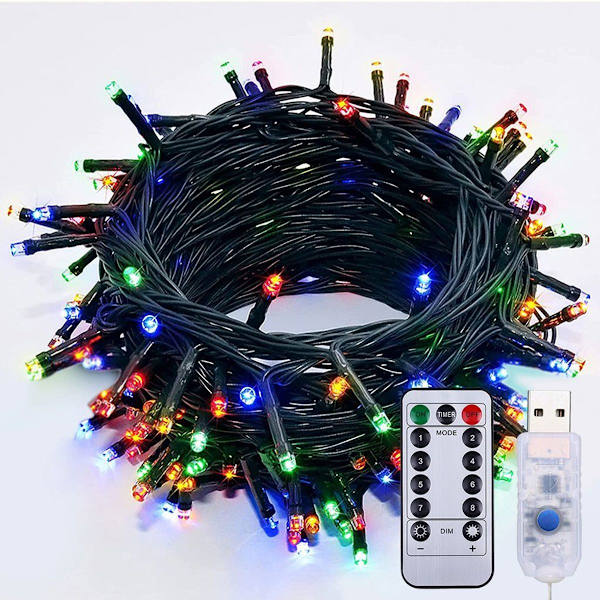 Ljusslinga 5M 50 LED 8 Ljuslägen USB Vattentät med Fjärrkontroll för Fest KLB