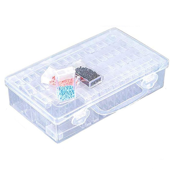 LAKIND 64 roms diamantbroderi sorteringboks i robust oppbevaringsboks