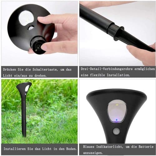 Solcellelampe til udendørs, solcellelamper have LED med bevægelsessensor 2 tilstande