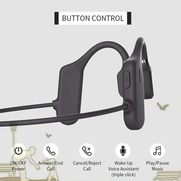 Titanium knogleledningshovedtelefoner, trådløs Bluetooth sort