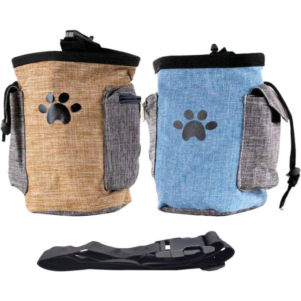 2 ST Vattentät hundpåse Portabel hundgodisväska Hundträningsväska Löstagbart bälte för inomhus- och utomhusbruk