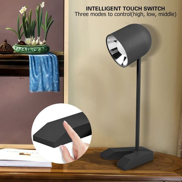 USB Genopladelig LED Bordlampe med Øjenbeskyttelse (Sort) KLB