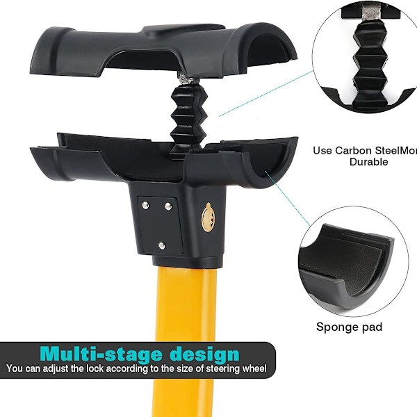 Retractable Car Steering Wheel Lock Heavy Duty T Bar Universal Steering Wheel Clamp with 2S