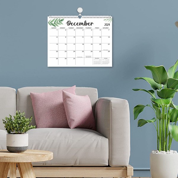 Vægkalender 2024-2025, jan 2024-jun 2025, 18 måneders kalender, 14,8" x 11,5"  Fyndiq
