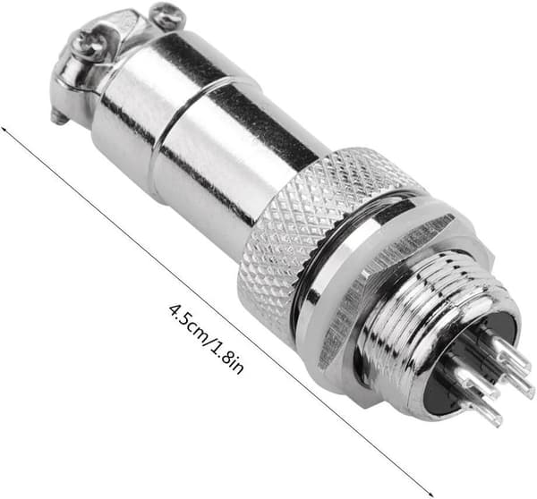 5 stk GX12 Flysokkel Hunn/Hann Panel Metall Fly