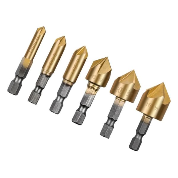 Sett med 6 countersink sekskantede bor for metall, tre KLB