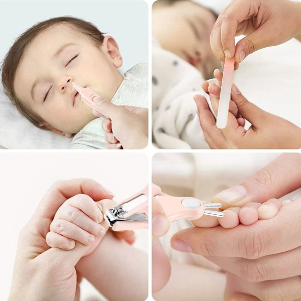 4 i 1 Säker Baby Nagelsats Uggla Box Nagelklippare Rosa KLB