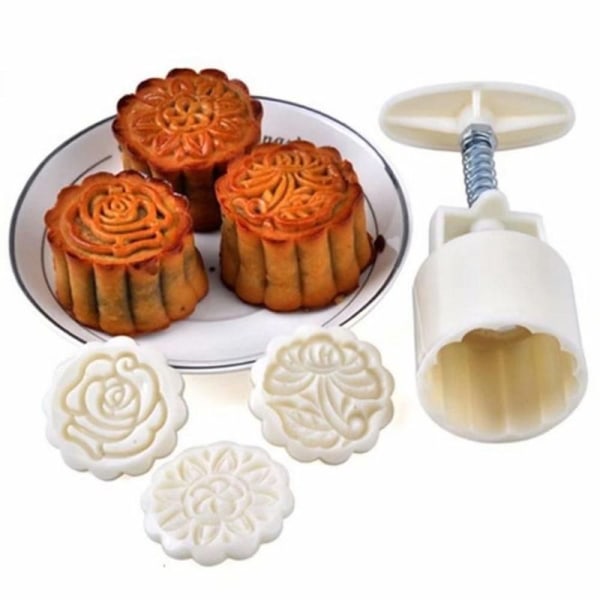 Månekakeform DIY Baking 4 sett 12 stykker runde og firkantede former