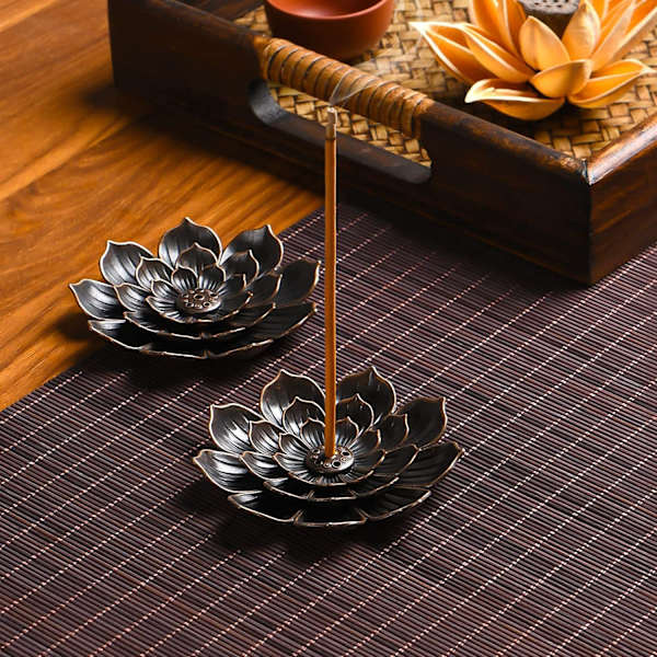 2 Messing Lotus Røgelseholdere Pinde Røgelse Brænder Kegle Røgelse Brænder Holder med Askefanger