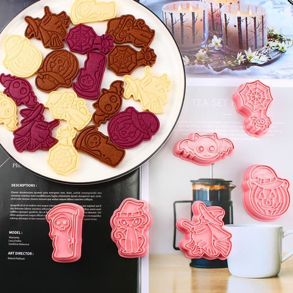6-pack mini Halloween-kakformar, 3D-upphöjd design pepparkakor