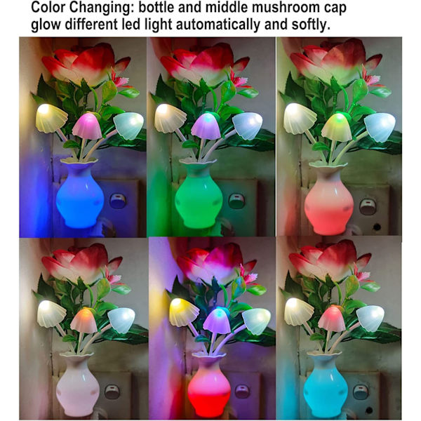 2-pack LED-nattlampor med sensor, färgförändrande nattlampa för barnkammare, badrum, barnrum, kök, källare.