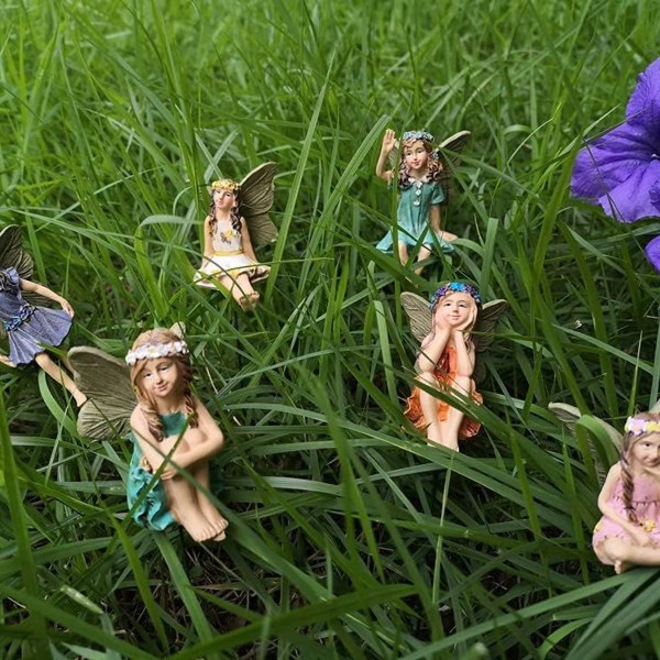 Fairy Trädgårdstillbehör inomhus utomhus 6 miniatyrälvor