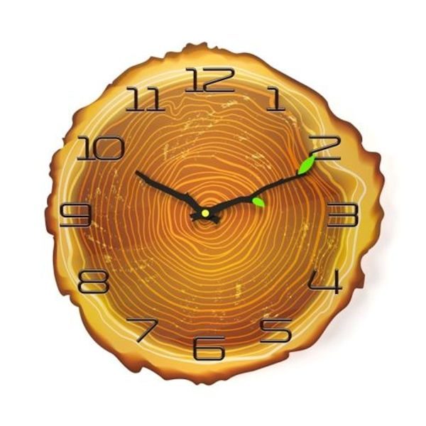 12 Tommer Træ Korn Årsring Kvarts Lydløs Ur Væg Ur-MW013-12 (28x30cm)