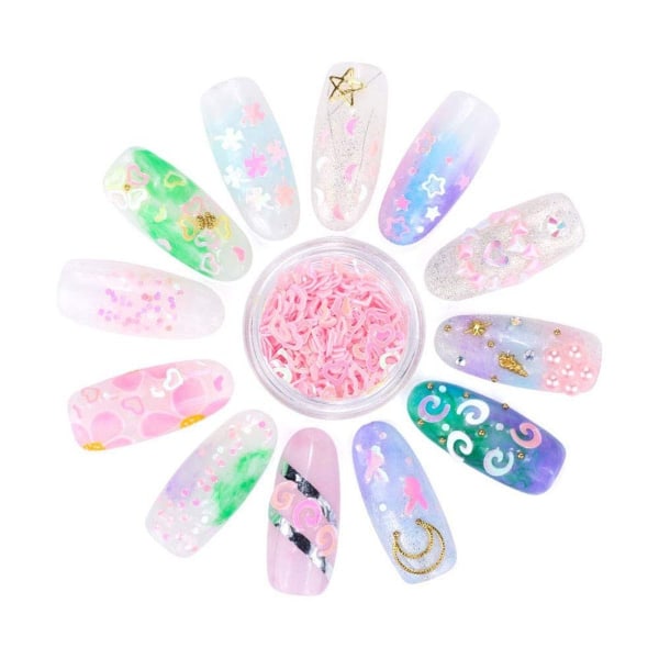 12 bokser med glitter med nail art paljetter for skinnende fargerik negledekorasjon KLB