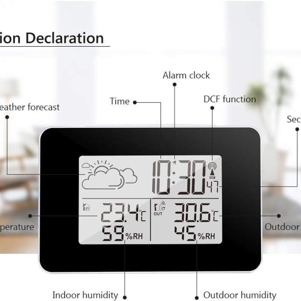 Trådløs vejrstation Digital vejrstation indendørs og udendørs vejrstation