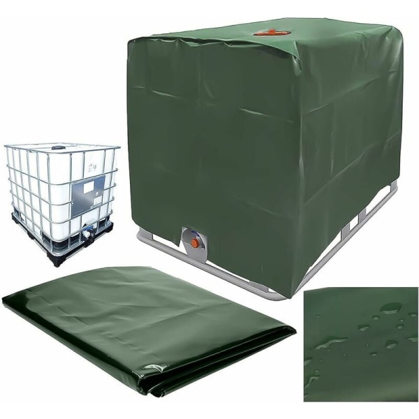 Water tank cover, IBC tank cover for 1000L tank, water tank container protection cap, anti-dust, anti-UV, anti-rain, 120 x 100 x 116 cm (green) KLB