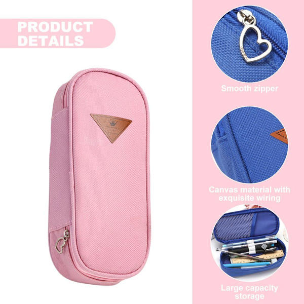 Pencil Case, Multi-Compartment Pencil Case, Portable Pencil Case, Pink KLB