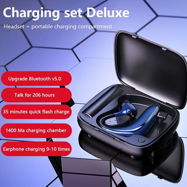 Trådløse V5.0 Business Bluetooth-ørepropper i øret lyseblå