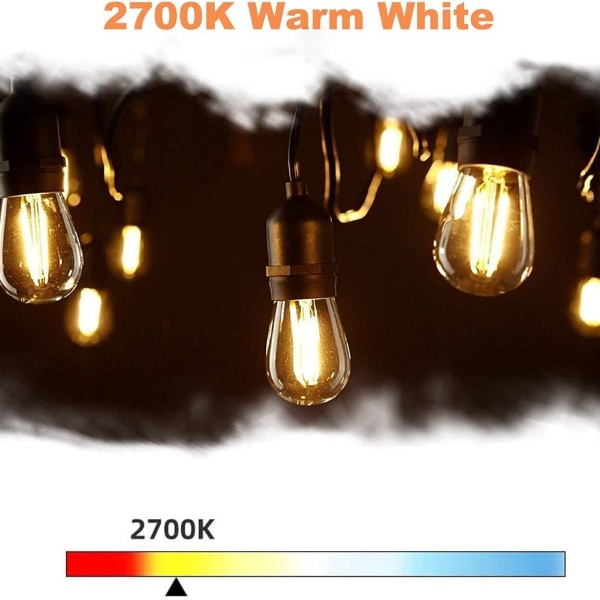 LED E27 S14 2W varm hvid 2700K retro lyspære glas til udendørs lyskæder udskiftning