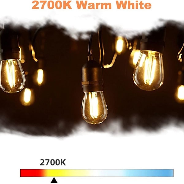 LED E27 S14 2W varmvit 2700K retro glödlampa glas för utomhus ljusslingor ersättning