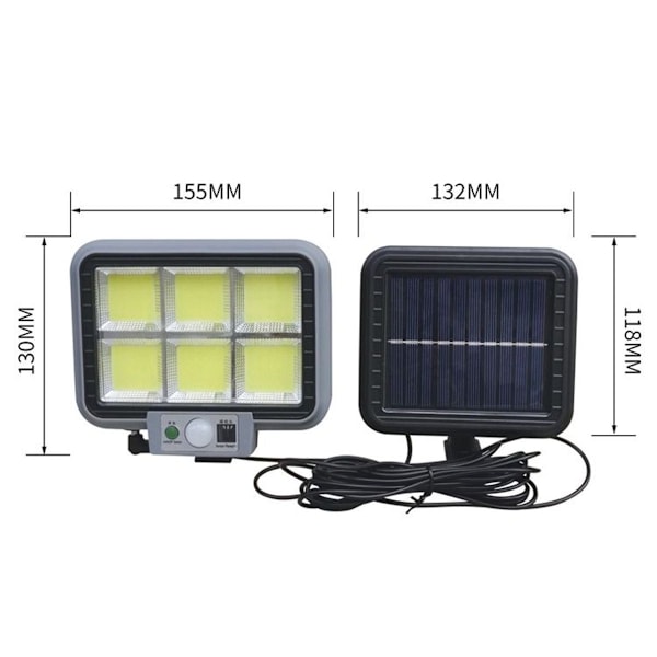 Squares 150COB utomhus vattentät solvägglampa med rörelsesensor