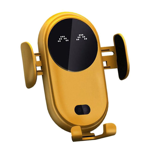 Smart Billadder til Bil, Trådløs Mobilholder, Trådløs Automatisk Registrering, Gul