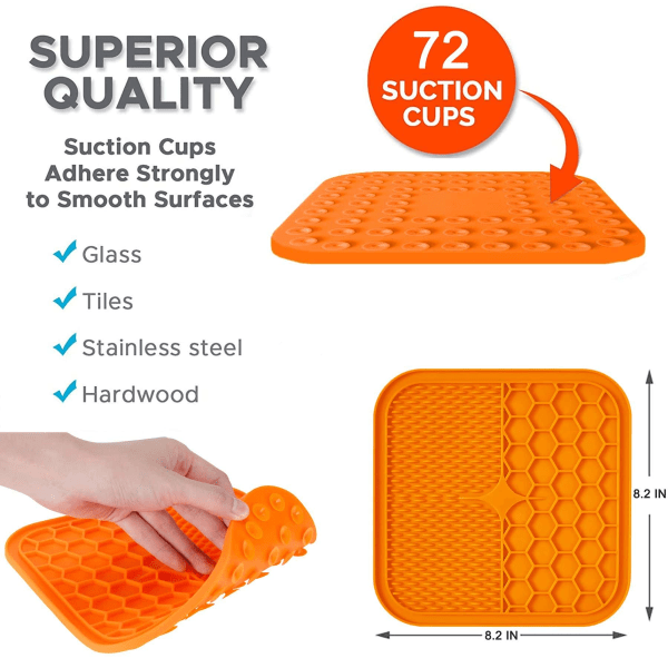 Dog lick pad,dog lick pad,dog lick pad suction cup,with shovel,used for slow feeding of dogs,used for training and bathing dogs.(Orange)