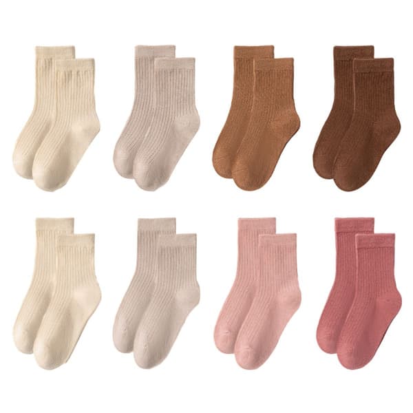Barns Strømper 8 Par Småbarns Bomullssokker Barn Gutter Rosa + Kaffe KLB
