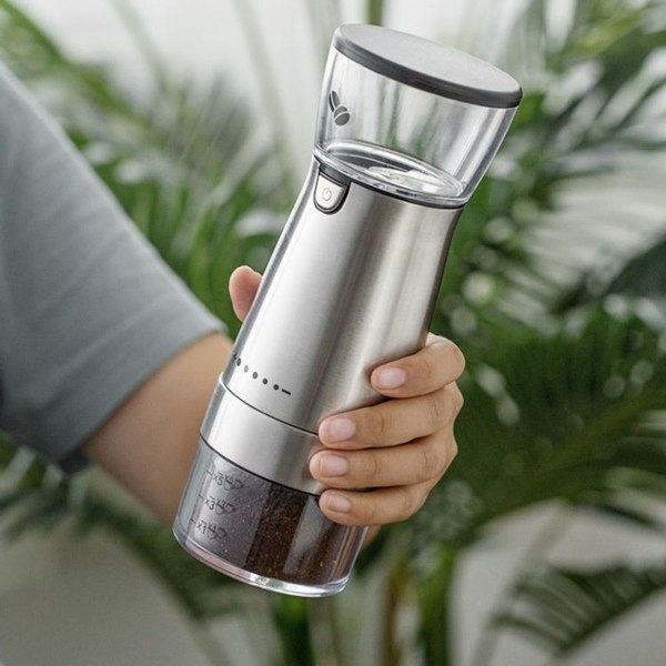 USB-oppladbar kaffemaskin, elektrisk kaffekvern (rustfritt stål)