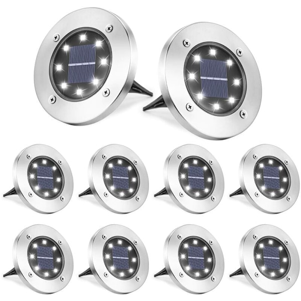 8 st LED solcellslampor utomhus - Solcellslampor för trädgård - Kallt vitt gräsmattsljus KLB