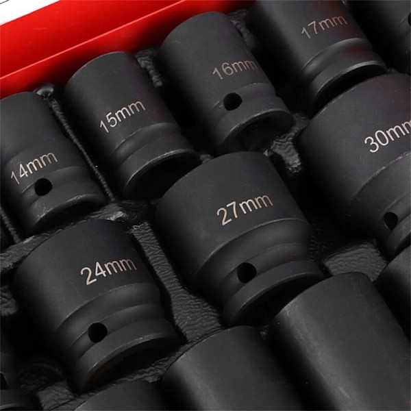 35-delt Hex Socket Set metrisk dyp stans for 1/2\" Drive Ratchet 6 Point Point Socket Work Tool KLB