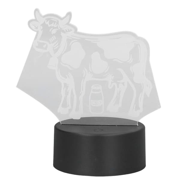 3D Bordlampe, Mælkeko, 7 Farver, LED Natlys, Akryl KLB