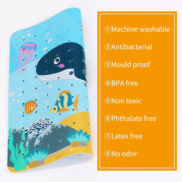 Hval Antiskli Dusjmatte, 53x53 CM Maskinvaskbar Badematte Antiskli Badekarmatte med Sugekopp-