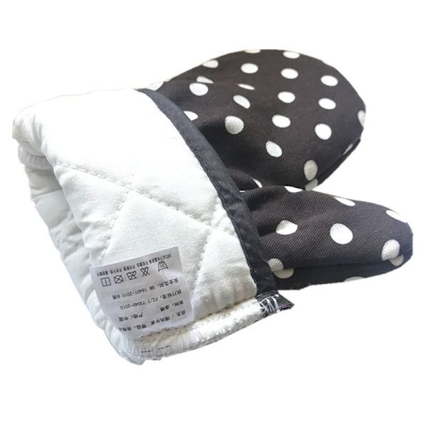 2 st polyester-bomulls ugnshandskar för grillbageri mikrovågsugn Anti Heat Kökshandskar -Beige Check -