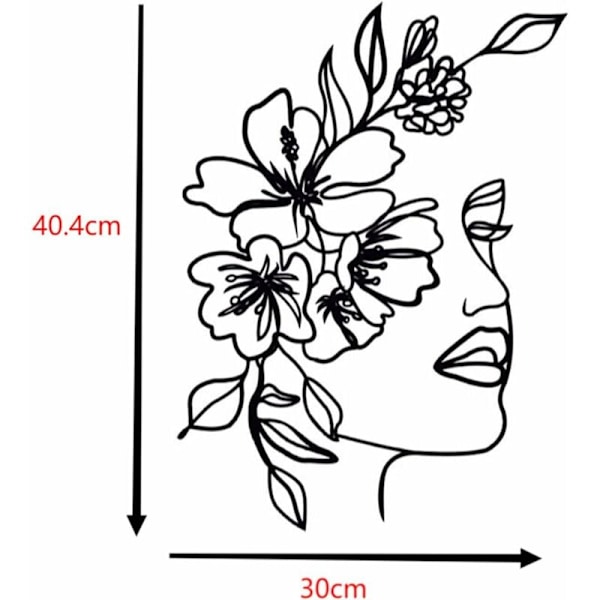 Abstrakt väggkonst i metall Kvinna Minimalistisk silhuett Dekorativ smidesjärnsmålning Väggdekor Svart (40,4L x 30L) KLB