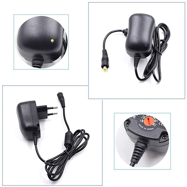 Universell 12W AC/DC-adapter med 8 DC-plugger,