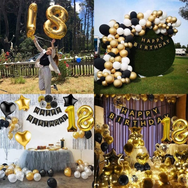 Födelsedag dekoration 18-års flicka, dekoration guld