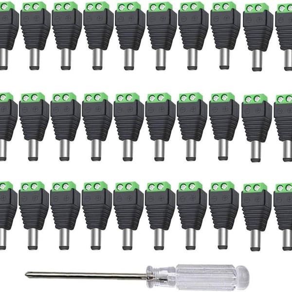 30 stk 12V/24V DC-plugg 5,5x2,1mm DC-strømadapter